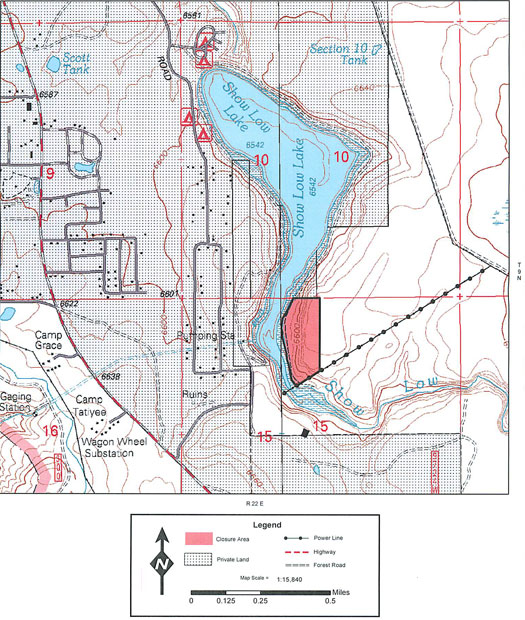 Show Low Lake Closure Map