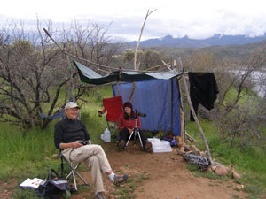 Nestwatchers observing a bald eagle nest